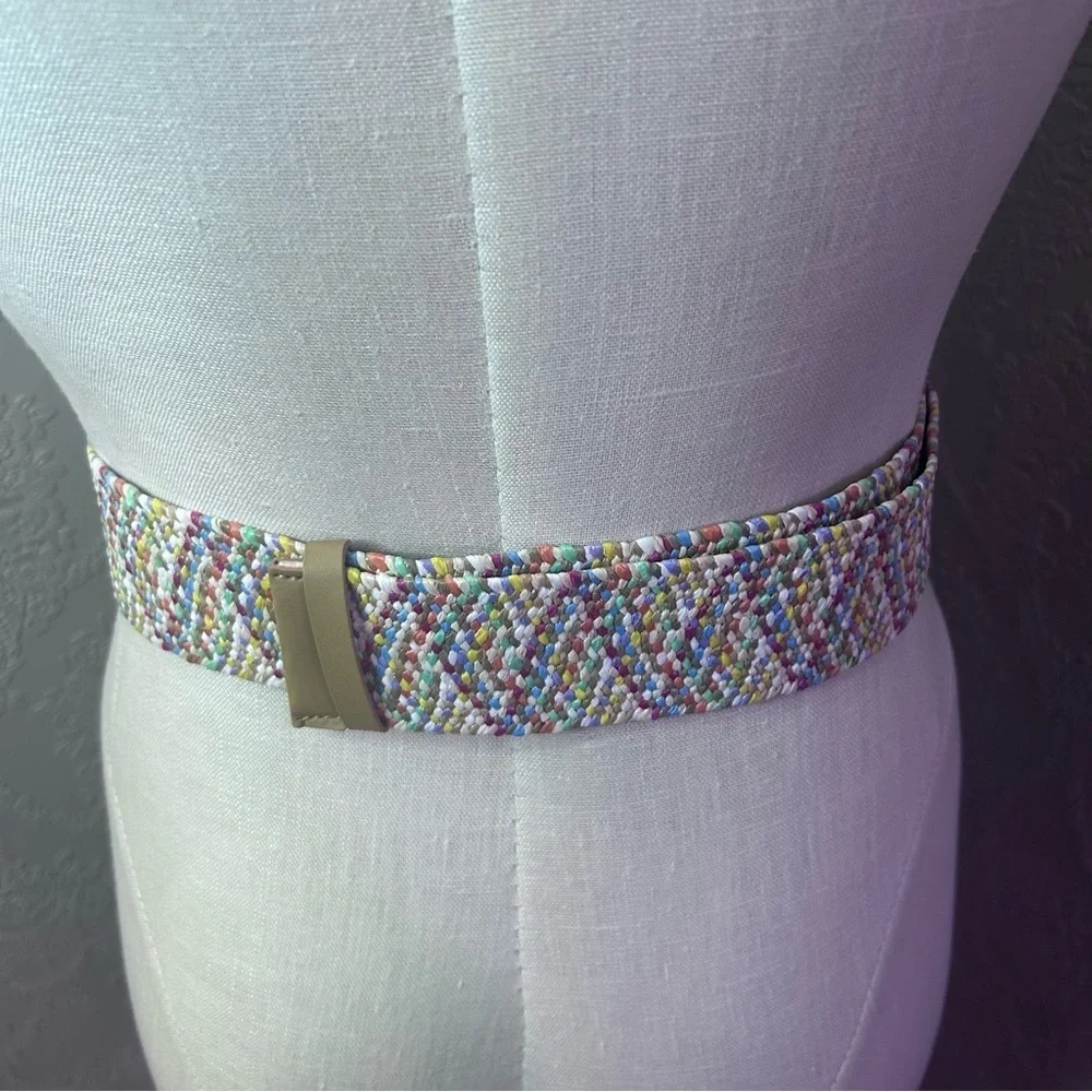 Cream Decorative Belt with Intricate Design and Circular Emblem